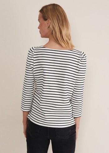 Phase Eight Orabella Striped T Shirts Black/White Canada | CHKFMX-056